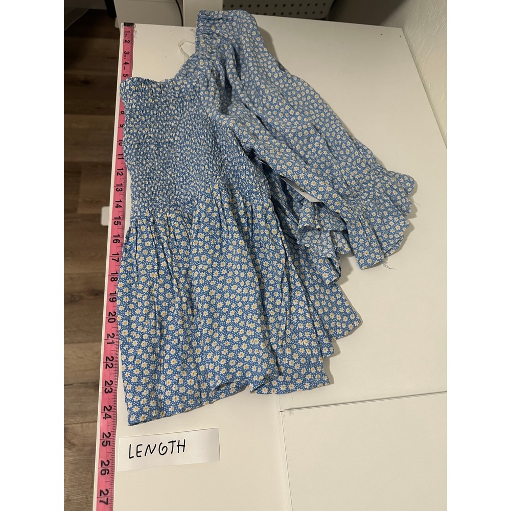 Dip Womens XL Blue Daisy Floral Smocked Peplum Top Cottagecore Coquette Milkmaid - Picture 9 of 13